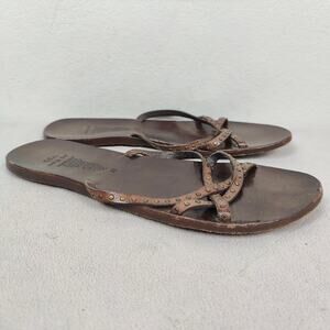 N.D.C. Made by Hand Sandals Womens 40 10 Brown Studded Leather‎ Slip On Flats